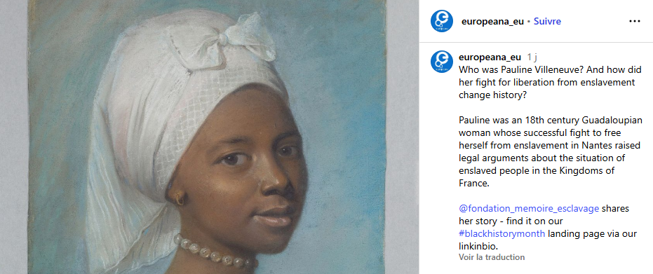 capture ecran europeana instagram