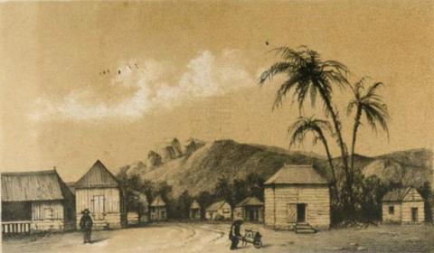 Vue du quartier du Bras-Canot, dans l'est de la Colonie