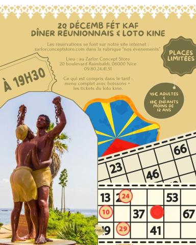Fèt Kaf: Dîner Réuinionnais & loto kine
