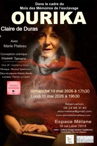 Affiche du spectacle "Ourika" de Claire de Duras