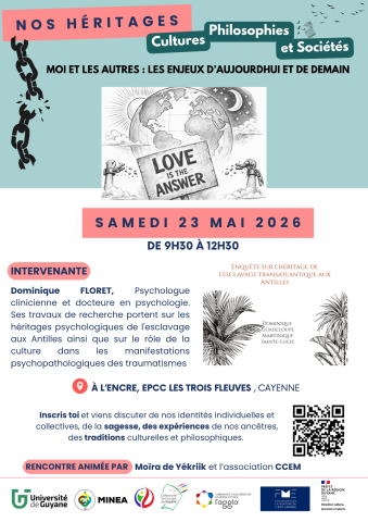Inscris toi et viens discuter de nos identités individuelles et collectives, de la sagesse, des expériences de nos ancêtres, des traditions culturelles et philosophiques. 