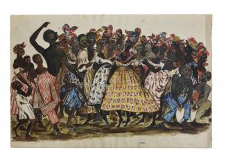 Danse d’esclaves, aquarelle sur papier par Adrien Richard de Beauchamps