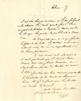 Lettre d’Alphonse de Lamartine à sa femme Mary Ann, le soir du vote de l’abolition partielle de la peine de mort et l’abolition de l’esclavage sur les territoires français