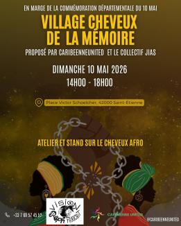 ✨  Caribéenne United te donne rendez-vous pour un moment riche en culture et savoir, en partenariat avec la Jias!  2 Dates :  📅 Jeudi 07 mai 2026 🔥👩🏿‍🦱Conférence sur le cheveux afro 🧑🏿‍🦱🔥  * 2 intervenants : * Samantha jb - Conférencière- Fondatrice de l’association Nappy Party * @raph4tro - Harstyliste / Spécialistes des locks - Artiste / Peintre  📍 Lieu : Salle Aristide Briand au 1er étage de la Marie de Saint-Étienne ⏰ Horaire : de 18 à 20 heures  📅 D