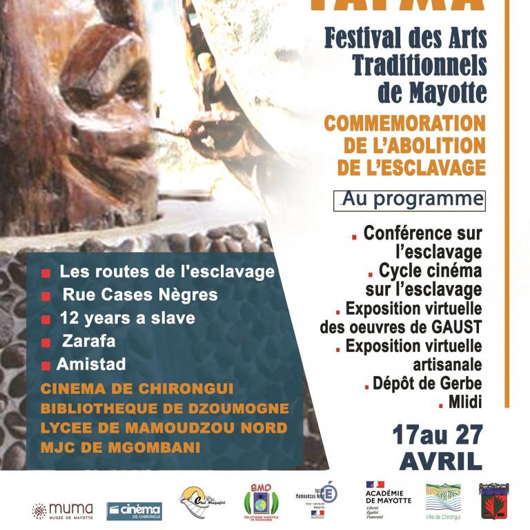 Affiche du planning des évènements autour de la commémoration de l'esclavage à Mayotte