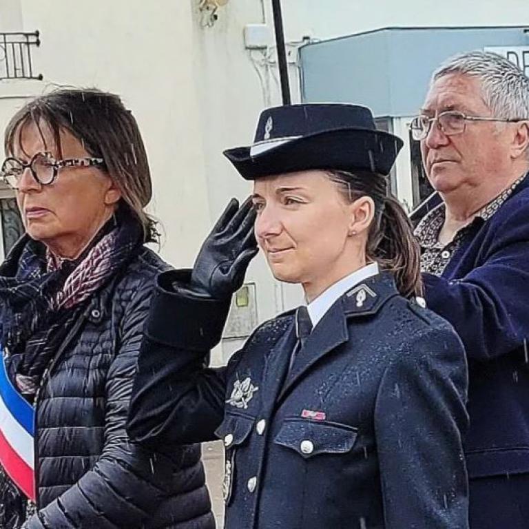Michèle Tanné, maire-adjointe, la maréchale des logis, Chef David et Jean-Marc Heuveline 