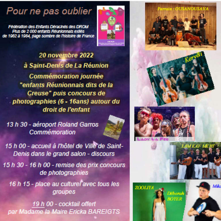 Programme de la journée de commémoration pour les "enfants Réunionnais dits de la Creuse"