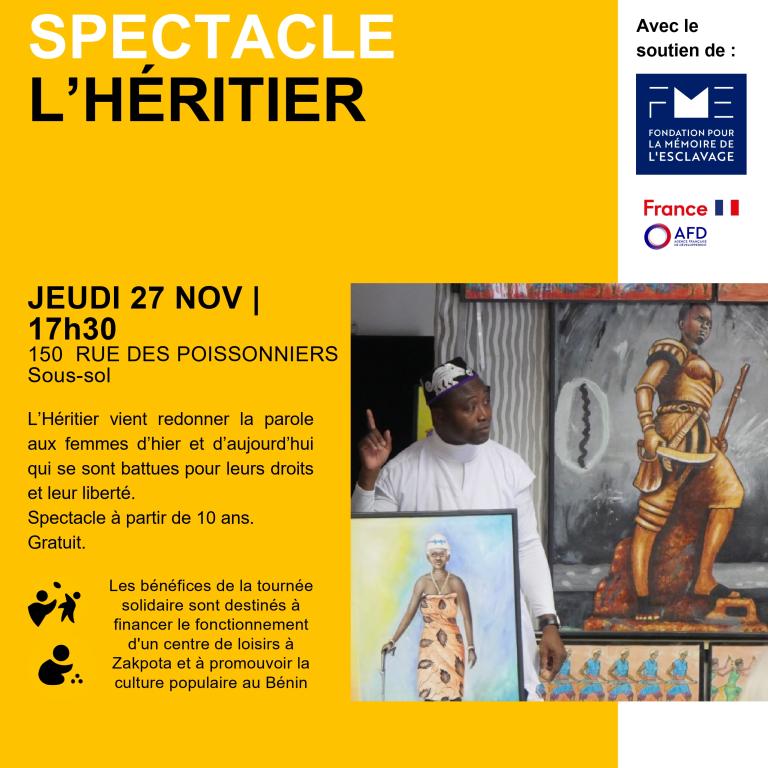 Affiche spectacle l'Héritier FLL 27 novembre 2025