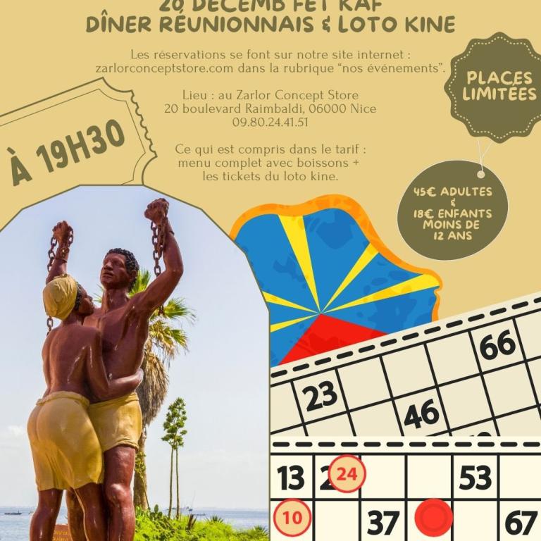 Fèt Kaf: Dîner Réuinionnais & loto kine