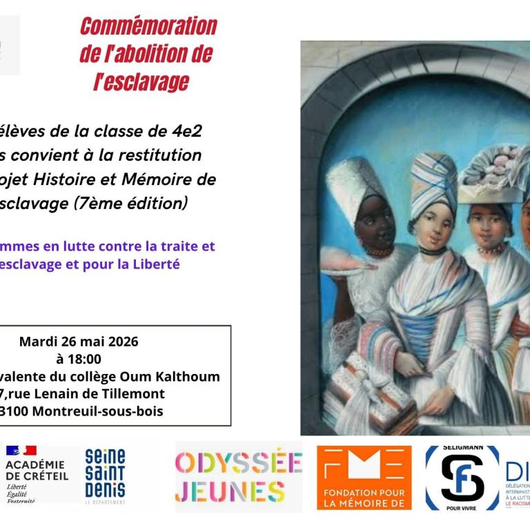 Commémoration de l'abolition de l'esclavage - Collège Oum Kalthoum