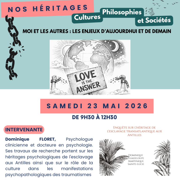 Inscris toi et viens discuter de nos identités individuelles et collectives, de la sagesse, des expériences de nos ancêtres, des traditions culturelles et philosophiques. 
