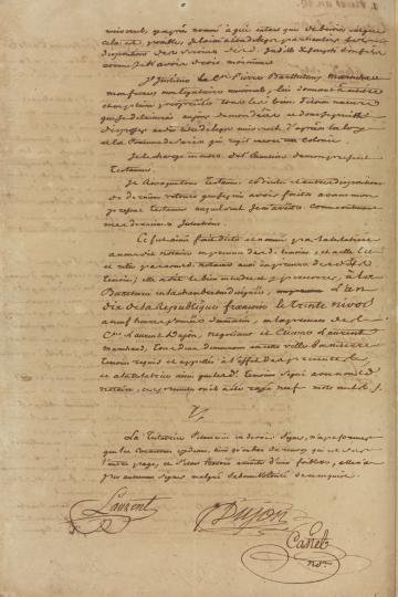 Document 4 (Page2) :Testament de la citoyenne veuve Bacquey, reçu par maître Castel, notaire à Basse-Terre, le 30 nivôse an X (20 janvier 1802).