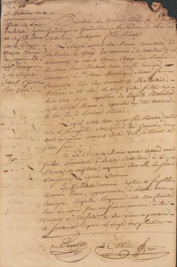Acte de vente passé devant maître Castet, notaire à Basse-Terre, le 22 messidor an XI (11 juillet 1803)