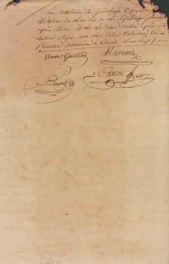 Légende 7 : Acte de vente passé devant maître Castet, notaire à Basse-Terre, le 22 messidor an XI (11 juillet 1803).
